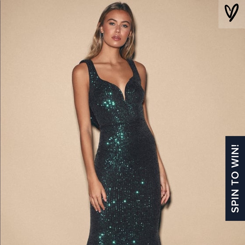 Lulu’s forever glam emerald green sequin maxi